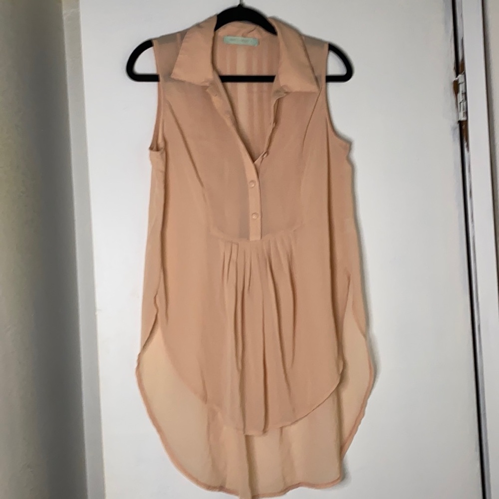 Haute Society sheer peach sleeveless blouse szM